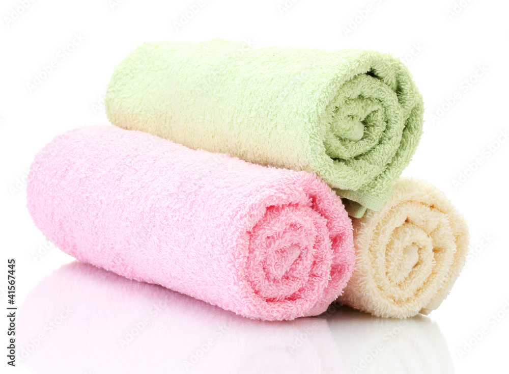 colorful towels isolated on white colorful towels isolated on white
