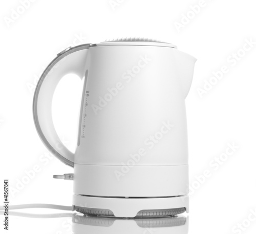 White electric kettle isolated on white