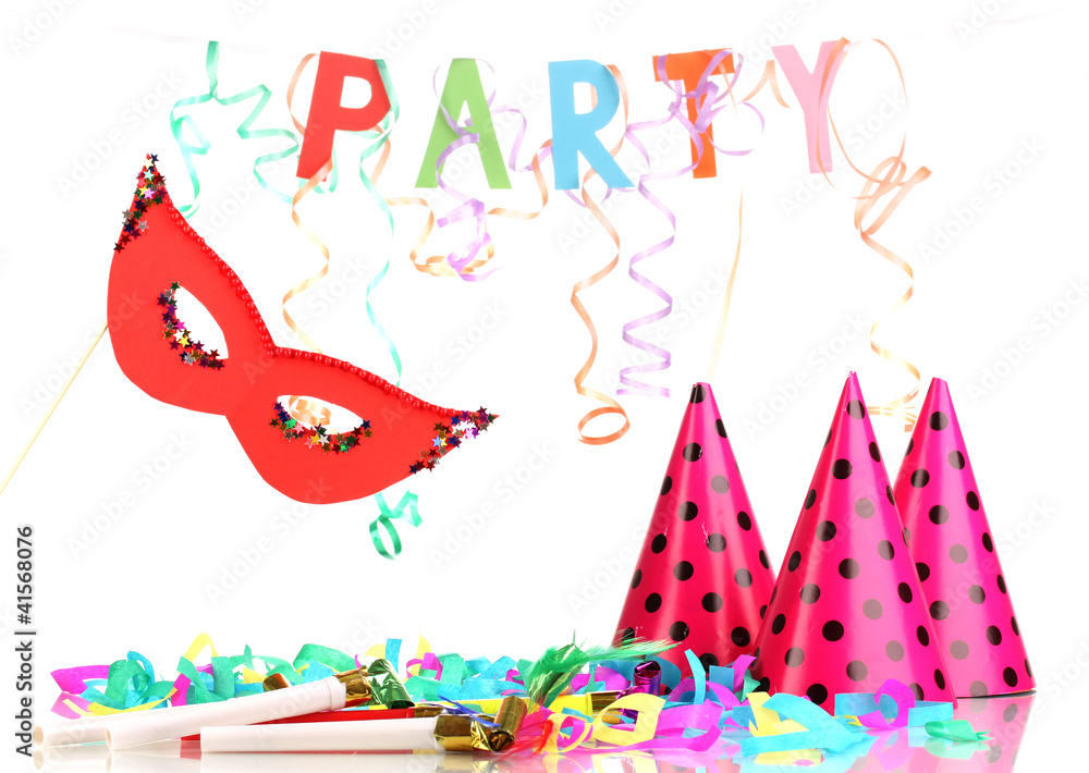 Fototapeta premium Party items isolated on white