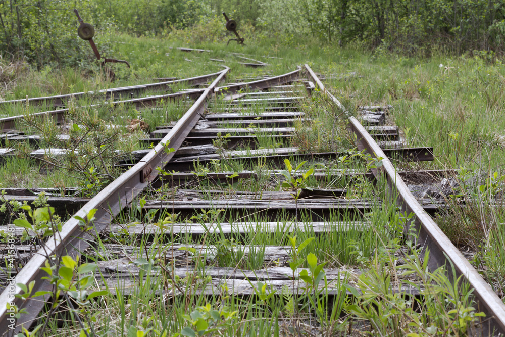 Stillgelegte Bahnstrecke in einem Hochmoor in Bayern Stillgelegte Bahnstrecke in einem Hochmoor in Bayern