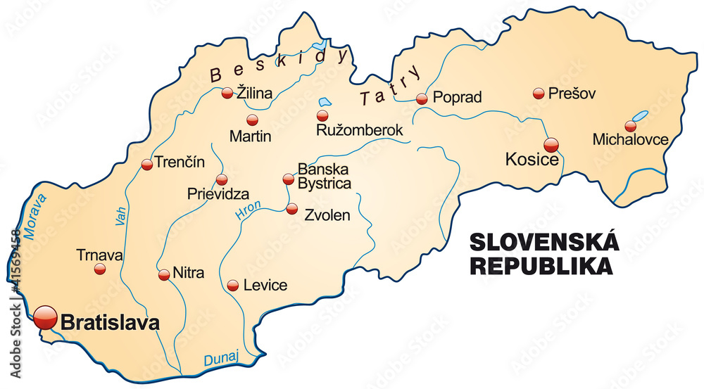 Map of Slovakia as an overview