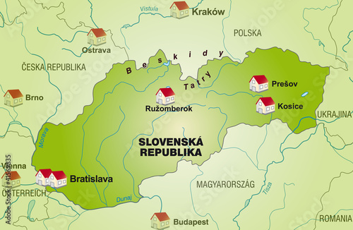 Internet map of Slovakia with neighboring countries