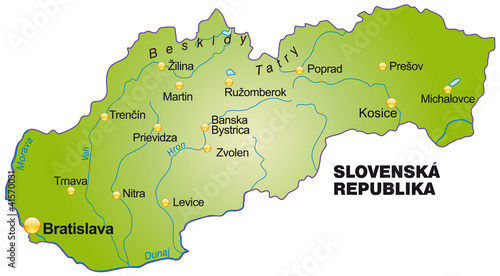 Overviewmap of Slovakia in green photo