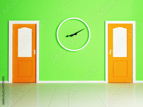 two doors and the clock photo