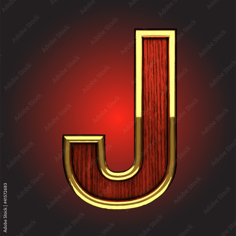 Vector golden figure with red wood