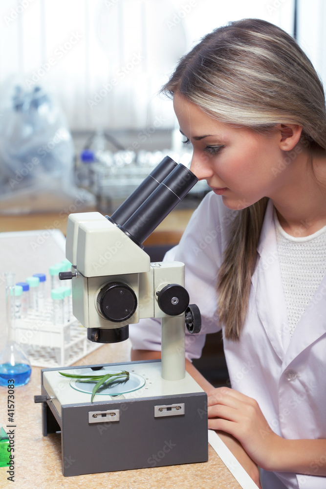 Fototapeta premium beauty scientist in chemical laboratory