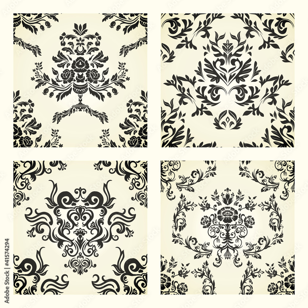 Set of damask patterns