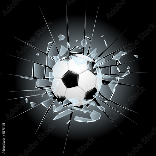 soccer football broken glass