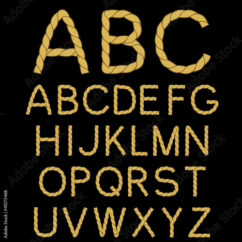 Vector rope font alphabet