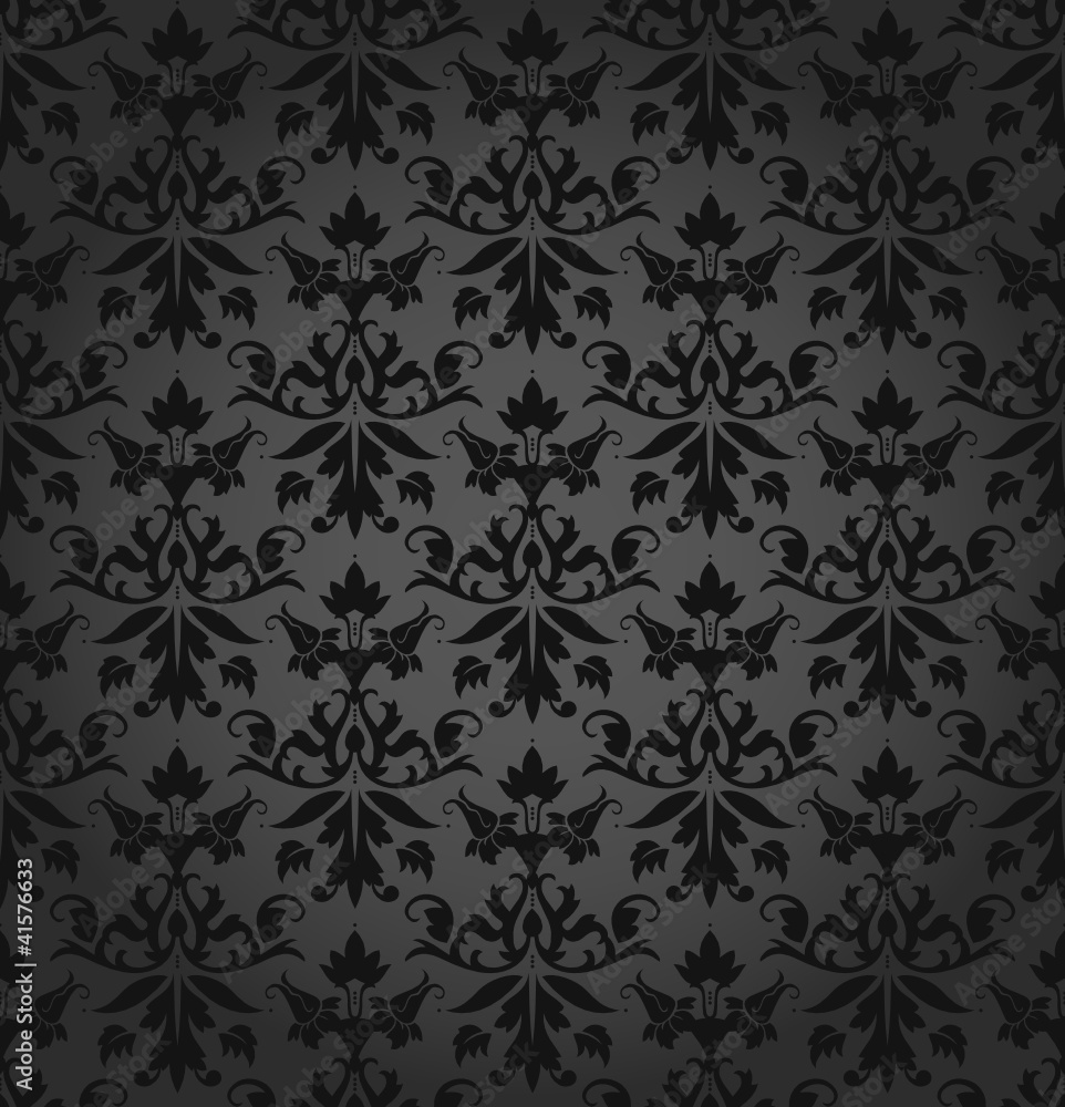 Dark Seamless Flowers/Leafs Damask Pattern