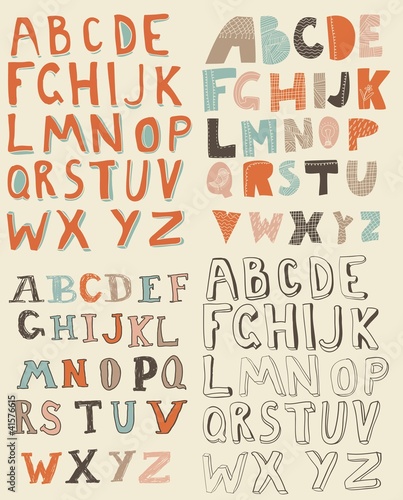 4 sets of latin alphabet