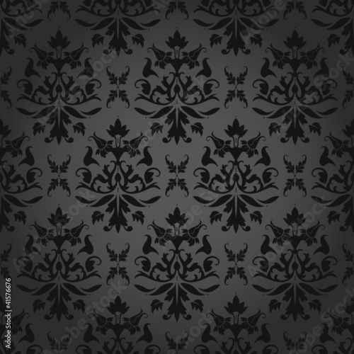 Dark Seamless Pattern Flowers/Leafs Damask