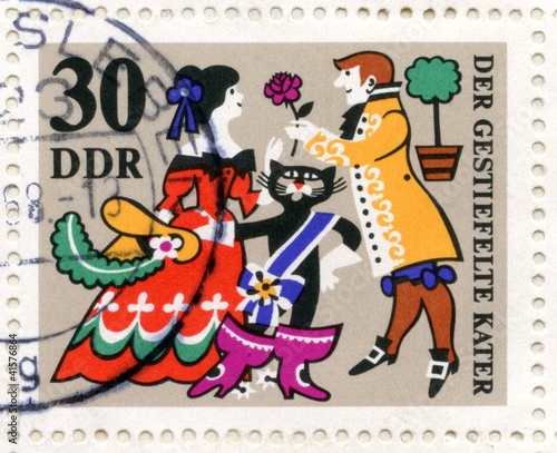 Canceled german stamp  Puss in Boots 