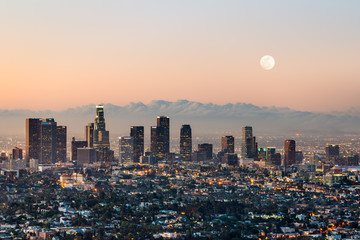 Wandcirkels Los Angeles Skyline Los Angeles overdag  © Beboy
