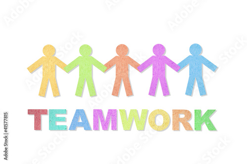 People and teamwork word created from paper