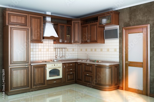 Wallpaper Mural beautiful kitchen interior of wood in the sun Torontodigital.ca