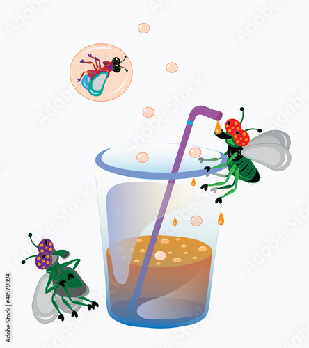 Aerated water and flies.