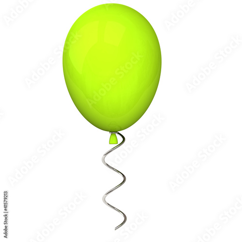 Green balloon 3d with silver ribbon