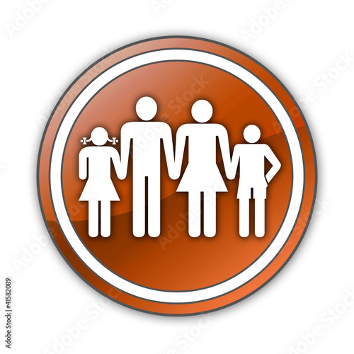 Orange Glossy Button "Family"