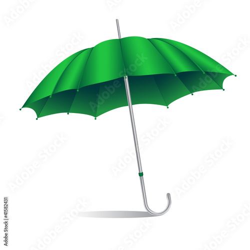 green umbrella isolated on white background