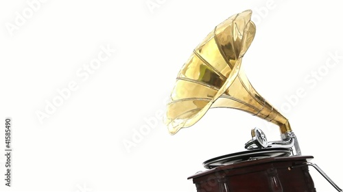 Vintage Gramophone playing a record photo