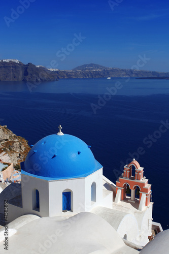 Amazing Santorini with churches and sea view in Greece