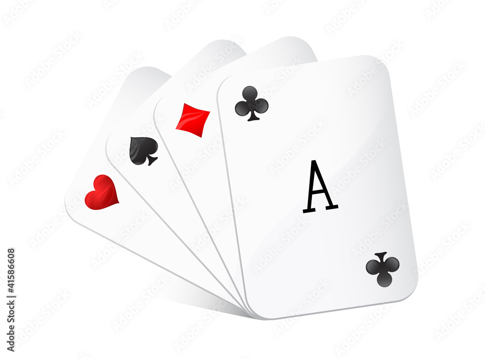 Obraz premium four aces playing cards suits on white background