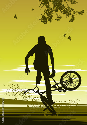 extreme biker makes reversal bicycle in the mud