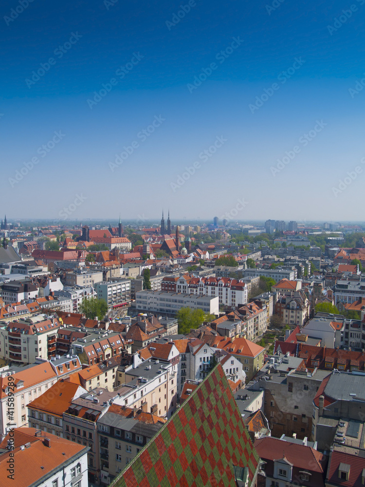 View of Wroclaw (Breslau), Poland frome above