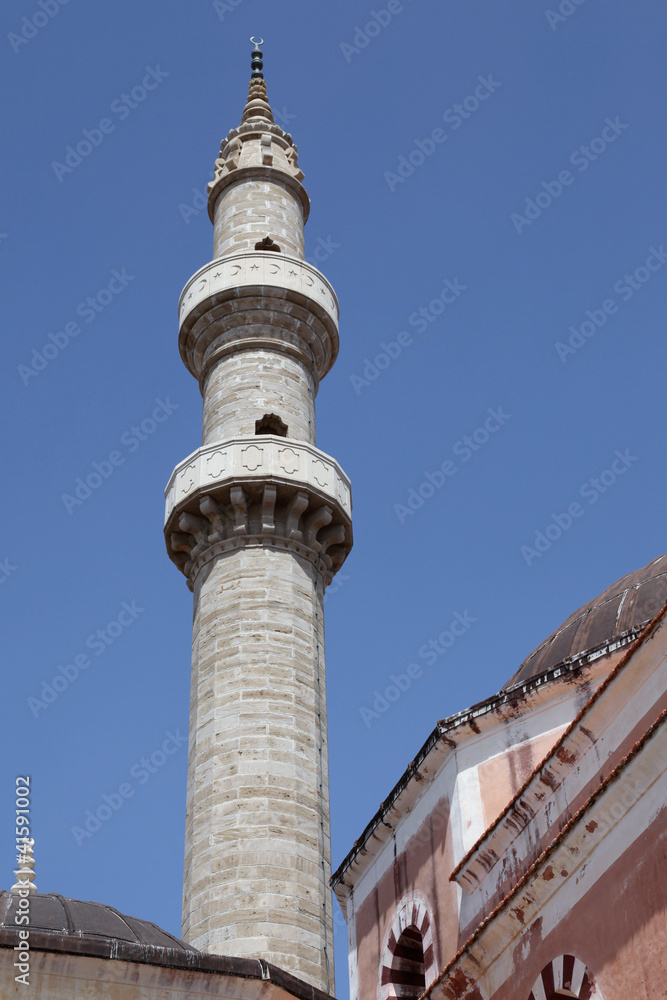 Obraz premium das Minarett der Suleiman-Moschee, Rhodos