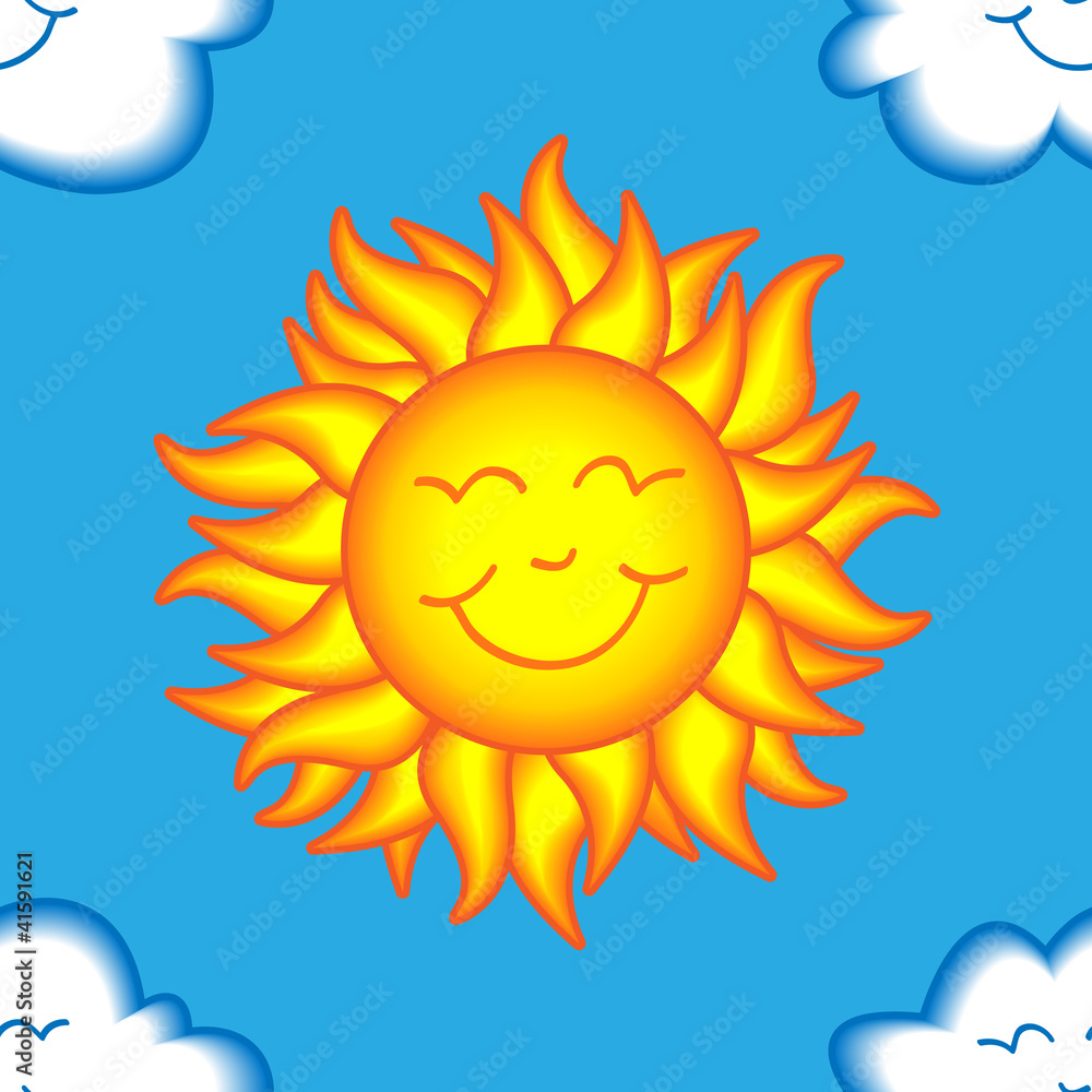 Seamless happy sun and cloud pattern Seamless happy sun and cloud pattern