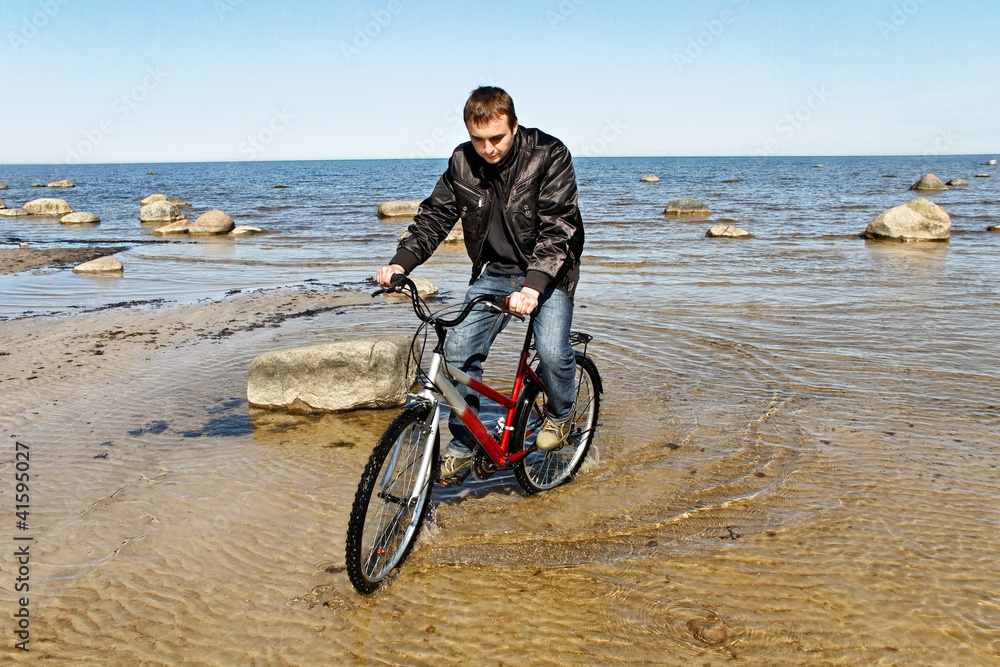 Man with bike. Man with bike.