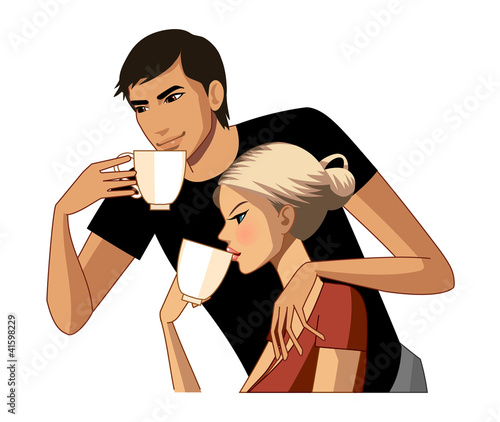 Young couple drinking coffee
