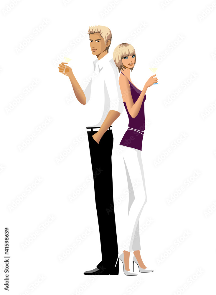 Elegant couple holding lime juice Elegant couple holding lime juice