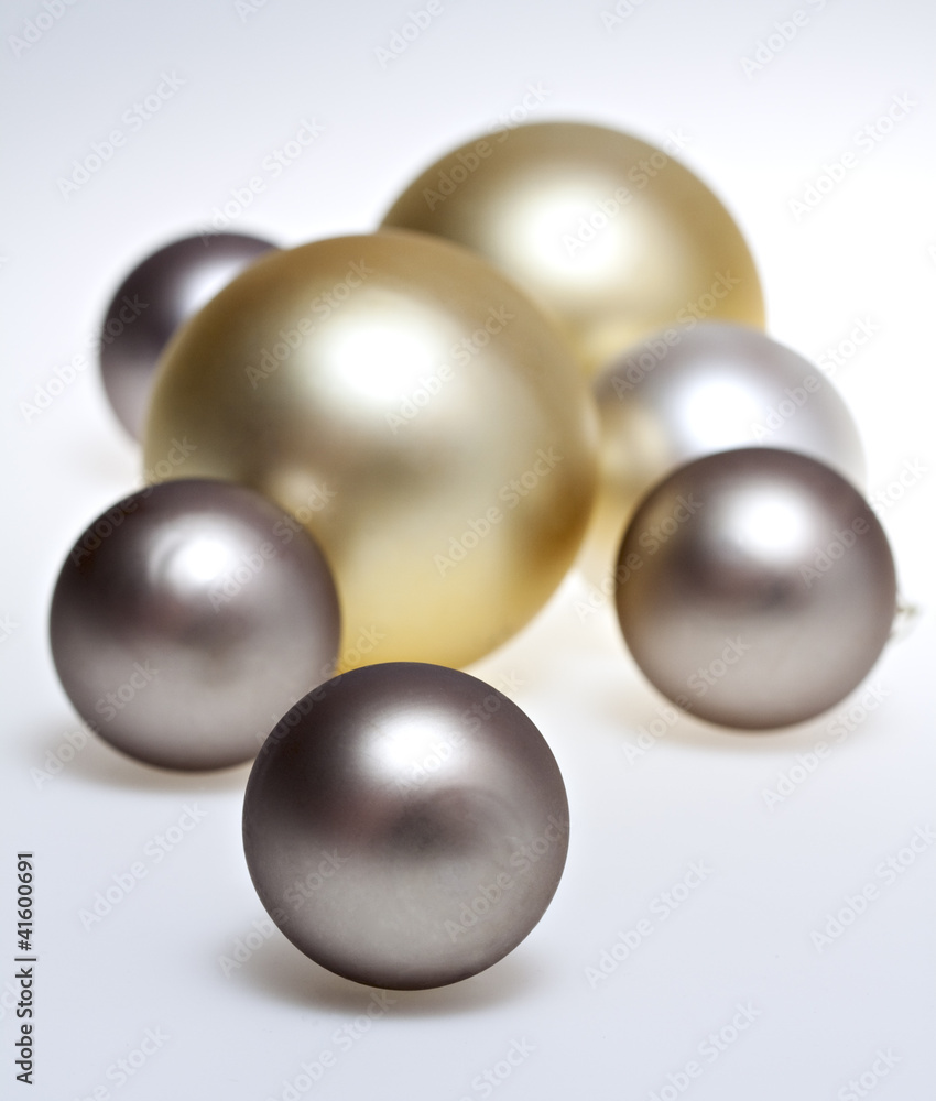 Glass baubles on white. Glass baubles on white.