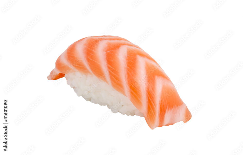 studio shoot of japanese sushi vaki with salmon on white backgro studio shoot of japanese sushi vaki with salmon on white backgro