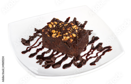 cake truffle with black chocolate sauce