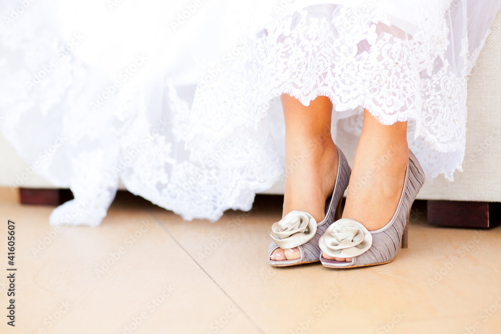 bridal dress and shoes