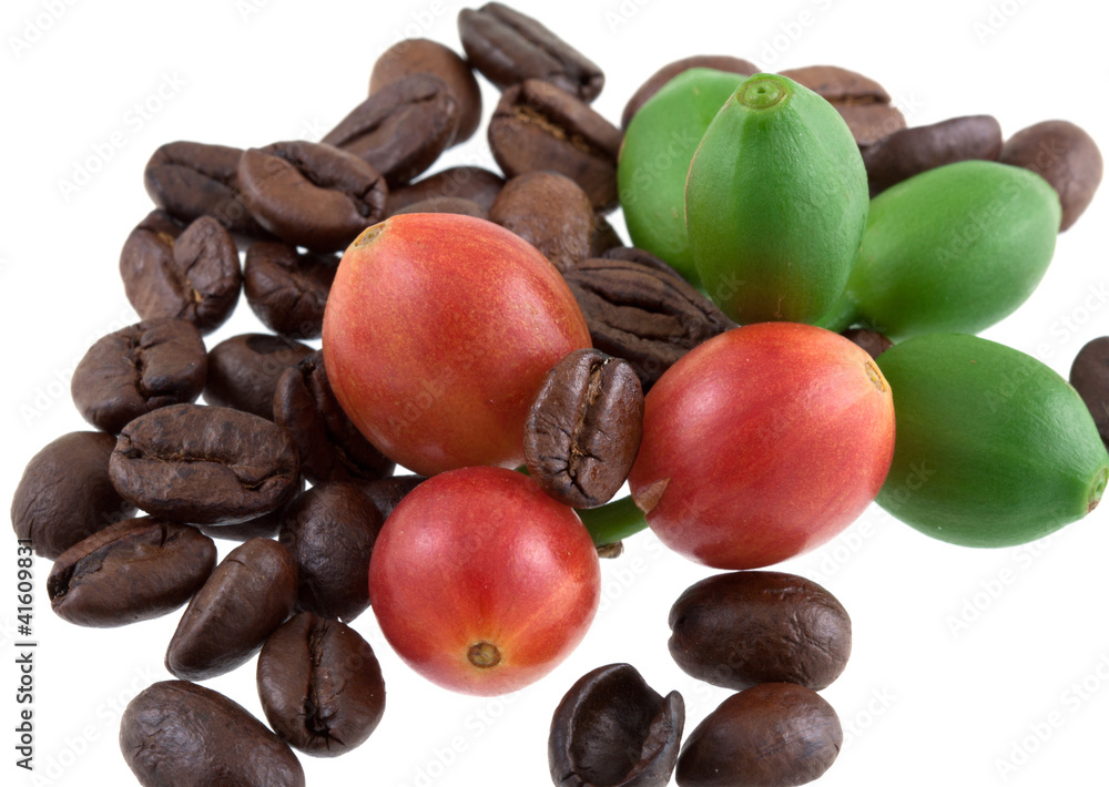 Fototapeta premium grains et cerises de café