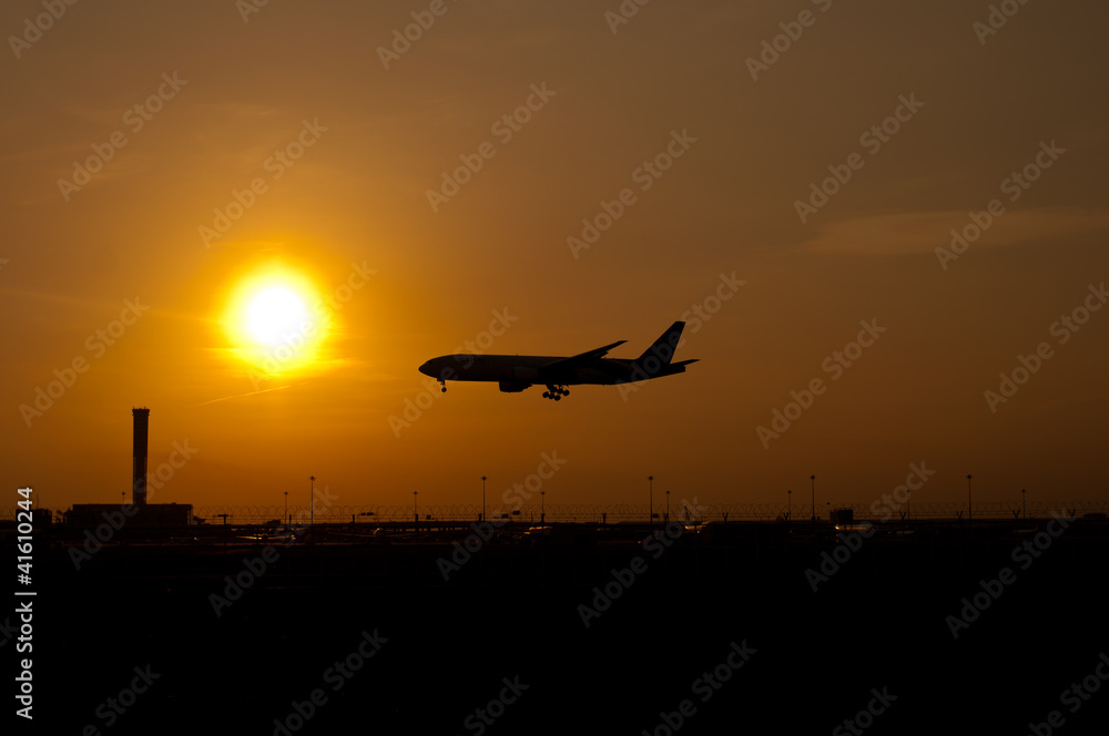 Silhouette Landing Airplane Silhouette Landing Airplane
