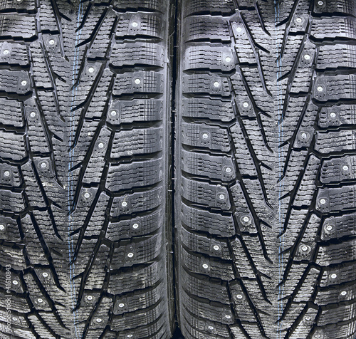 Car tires closeup
