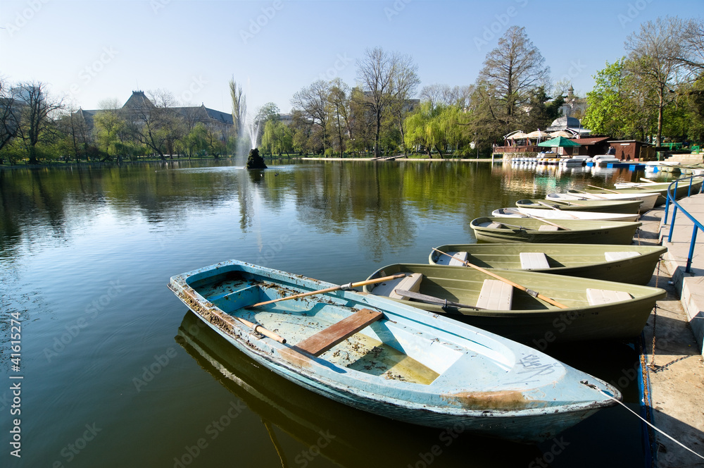Row Boats In Lake Cismigiu Park, Bucharest