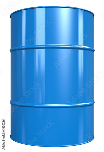 Oil Drum. Classic Oil Drum. Blue, isolated on white.