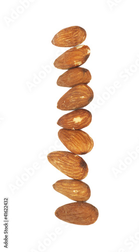 Almonds on white background