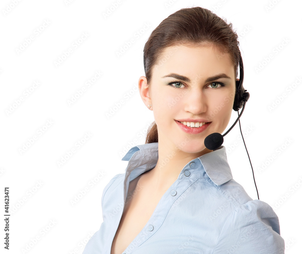 Closeup of a smiling customer service girl Closeup of a smiling customer service girl
