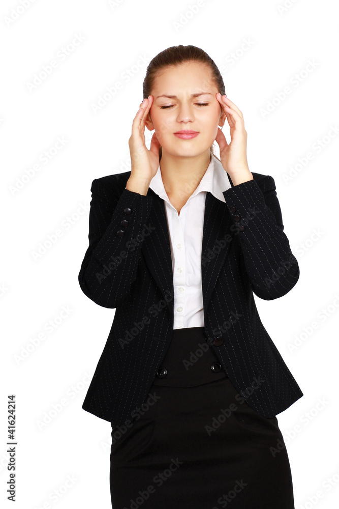 Portrait of stressed business woman having head pain Portrait of stressed business woman having head pain