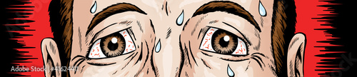 Cartoon of scared and nervous eyes photo