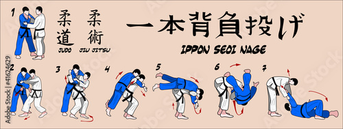 Judo projection over his shoulder with one hand
