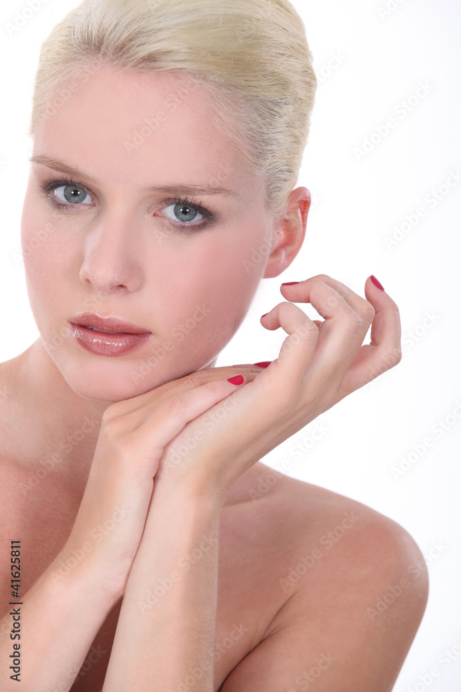 Closeup of bare shouldered blond Closeup of bare shouldered blond