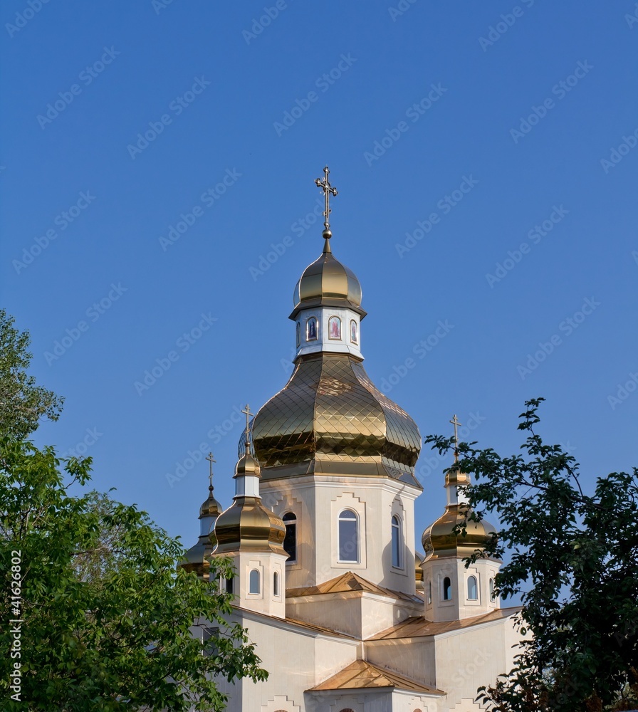 christian church on a blue sky background